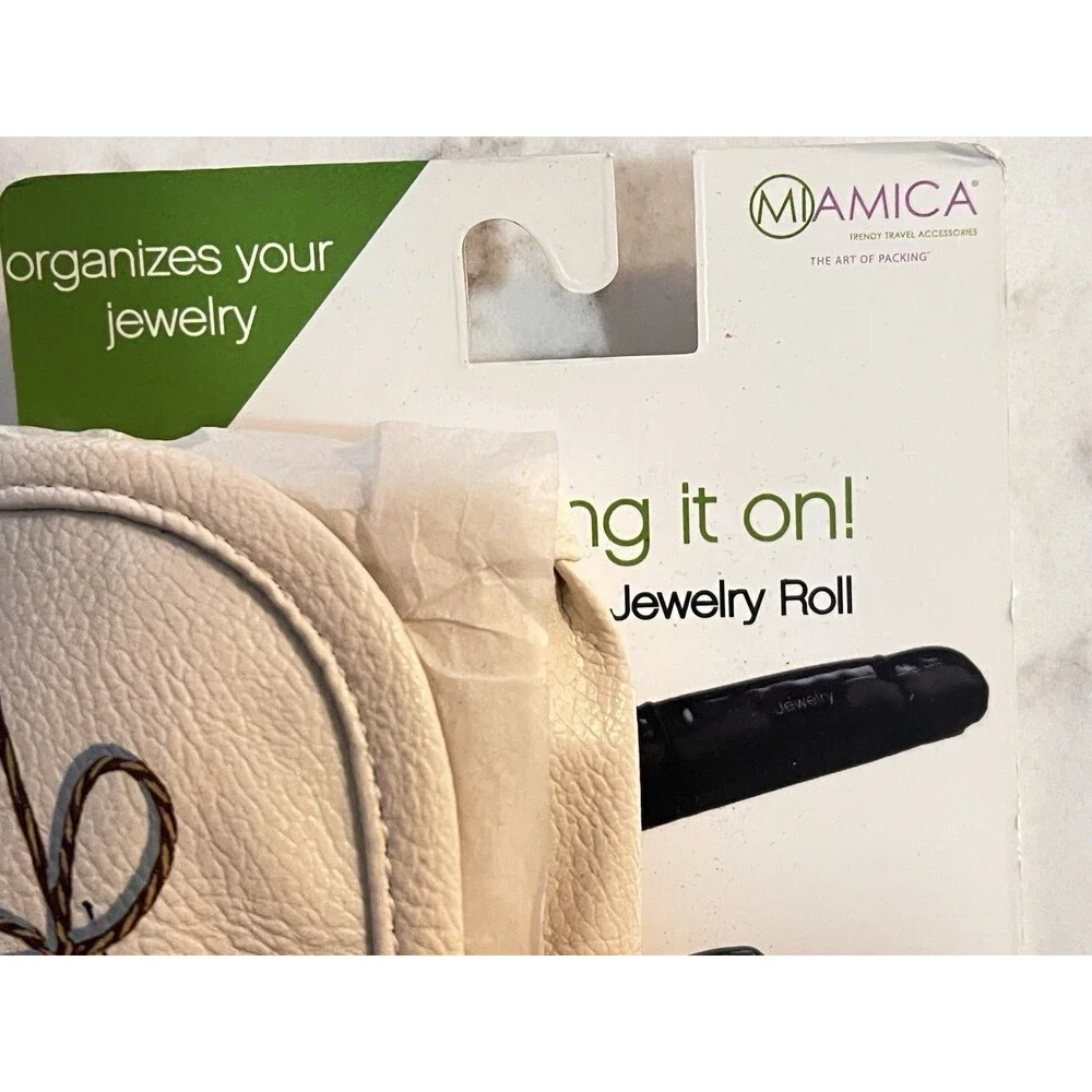 MIAMICA Bling It On Travel Jewelry Roll Organizer Airmail 6 Pocket New w/ Card